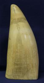 Scrimshaw Whale Tooth of a Monument Tomb