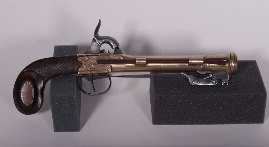 English Box Lock Percussion Blunderbuss Pistol
