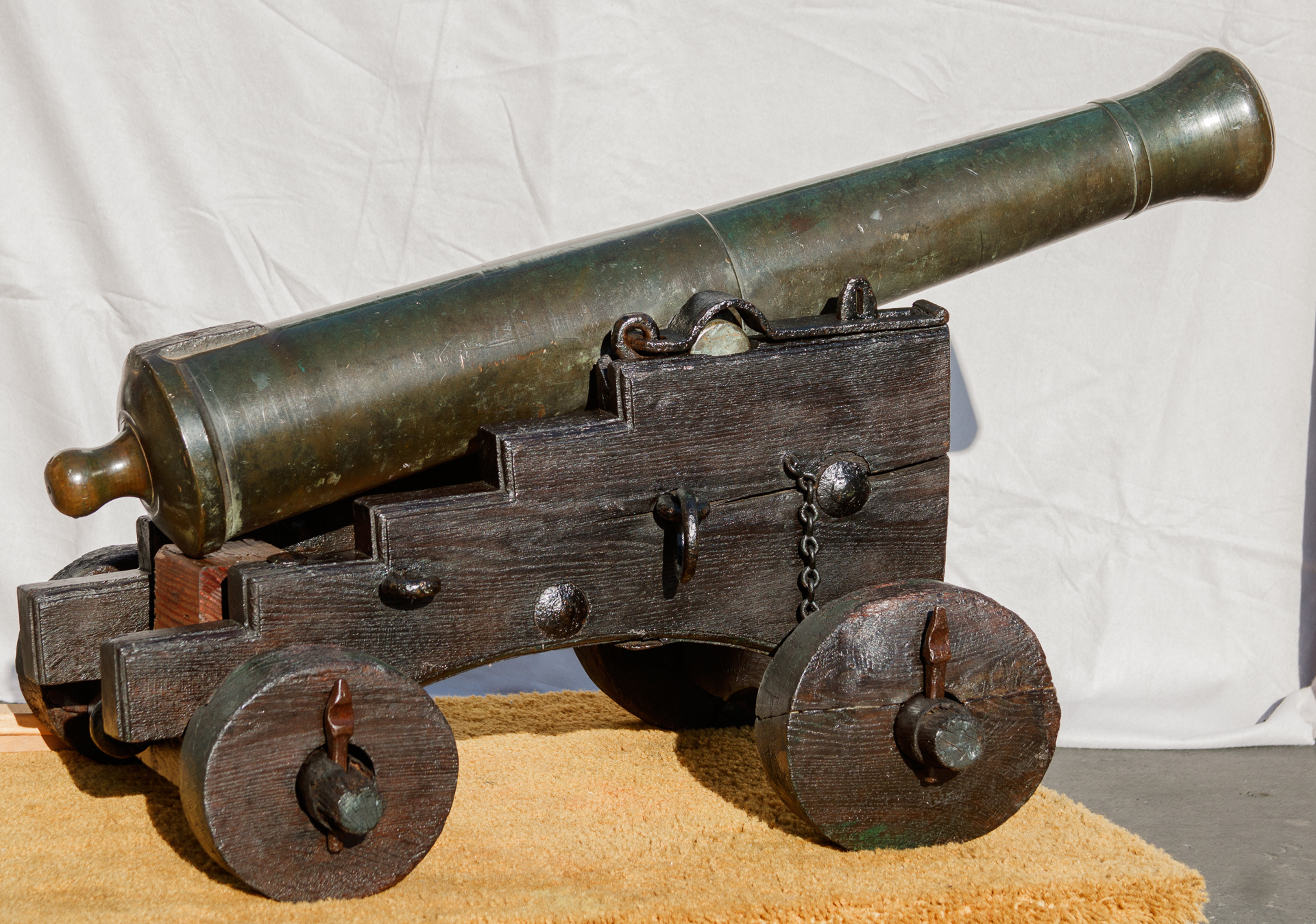 French 18th Century 1lb. Bronze Cannon on Original Carriage