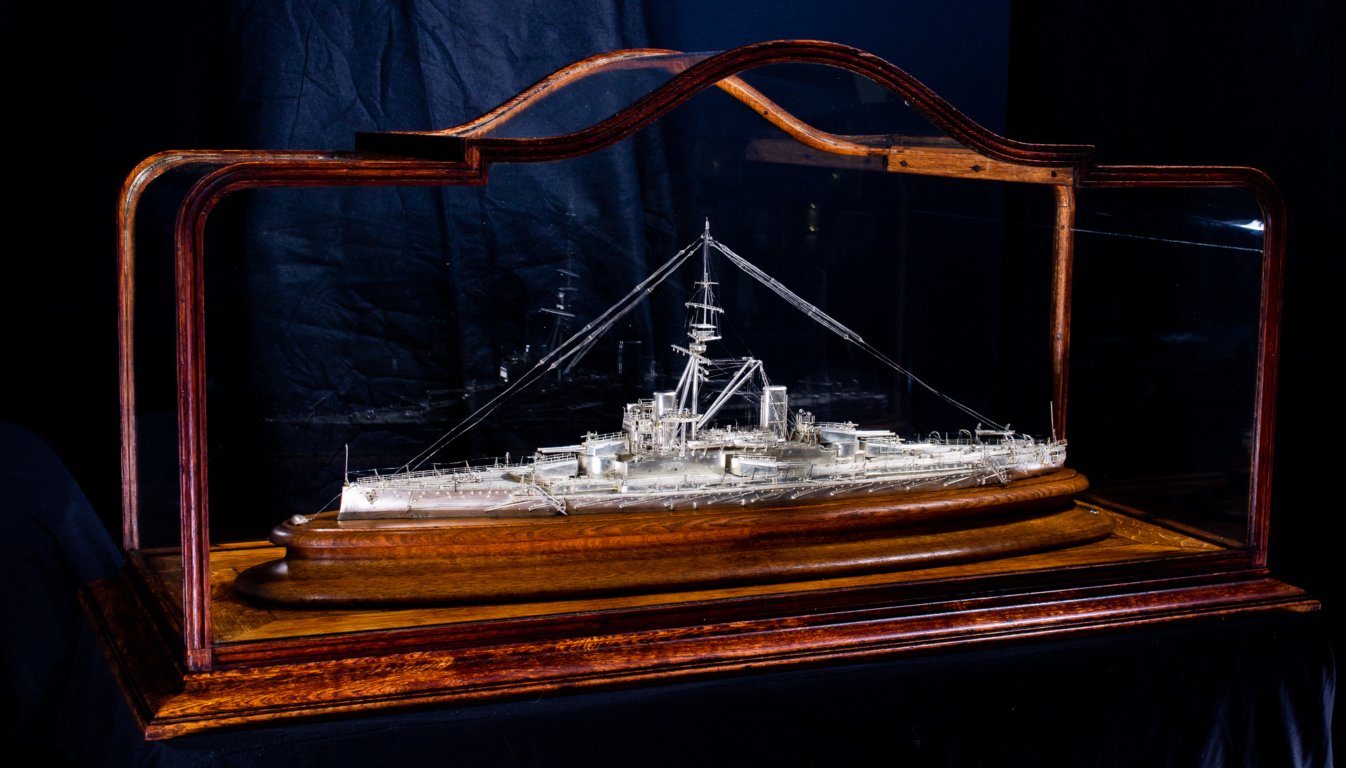 Solid Silver Model of the Brazilian Dreadnought Battleship MINAS GERAES of 1910