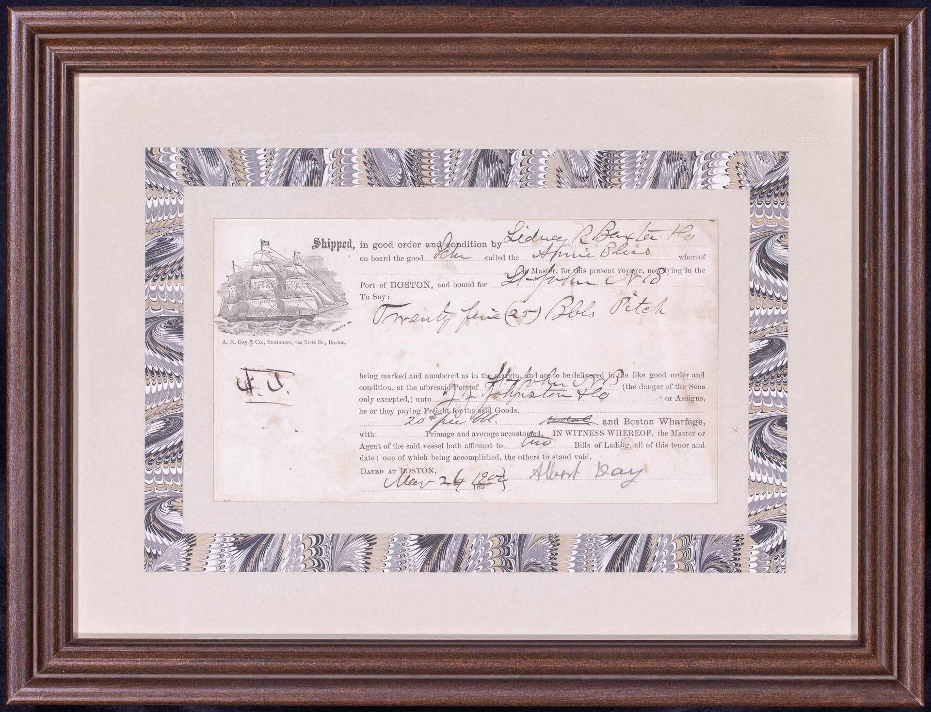Original Bill of Lading for the Ship APRIL BLISS