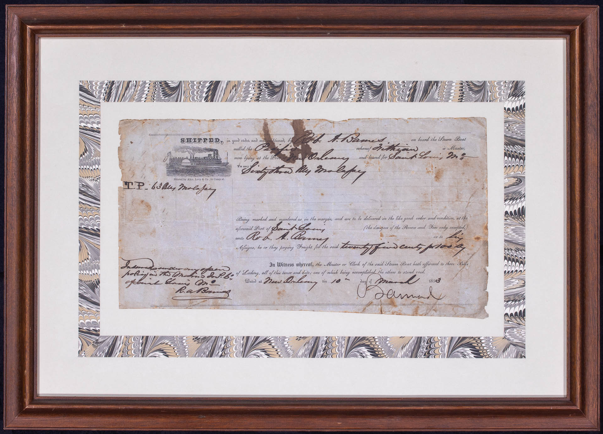 Original Bill of Lading for Steamship PACIFIC