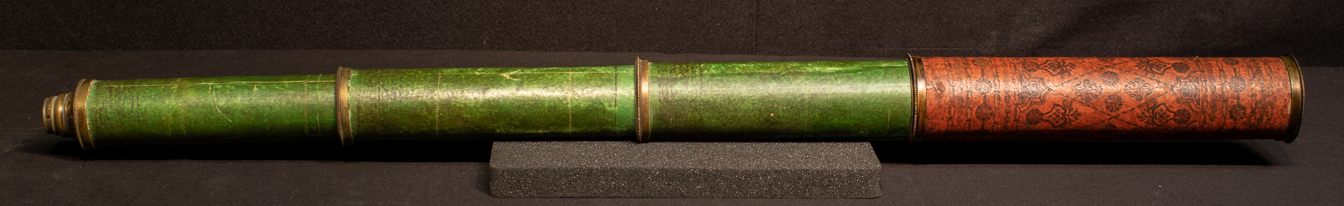18th Century Early Green and Red Triple Draw Telescope