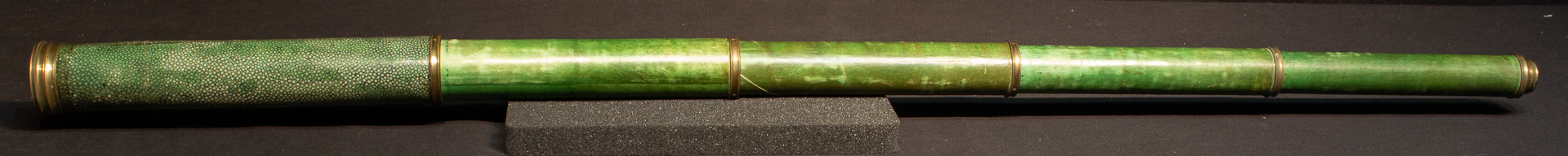 18th Century Early Green Shagreen and Vellum Telescope