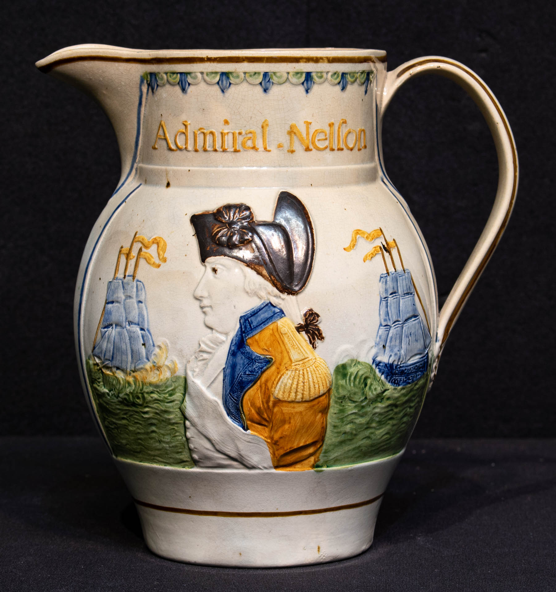 Admirals Nelson and Barry Relief Large Portrait Jug