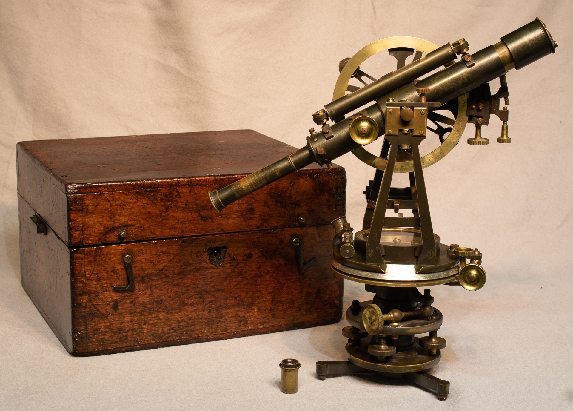 Surveyors Transit Level / Theodolite with Mahogany Case