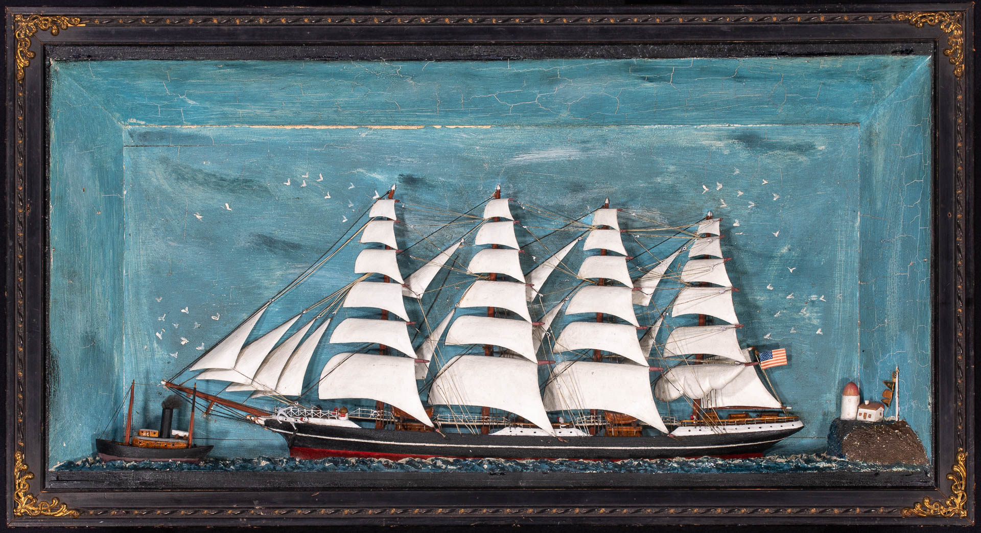 Sailor Made Diorama Model of a Four Masted Ship