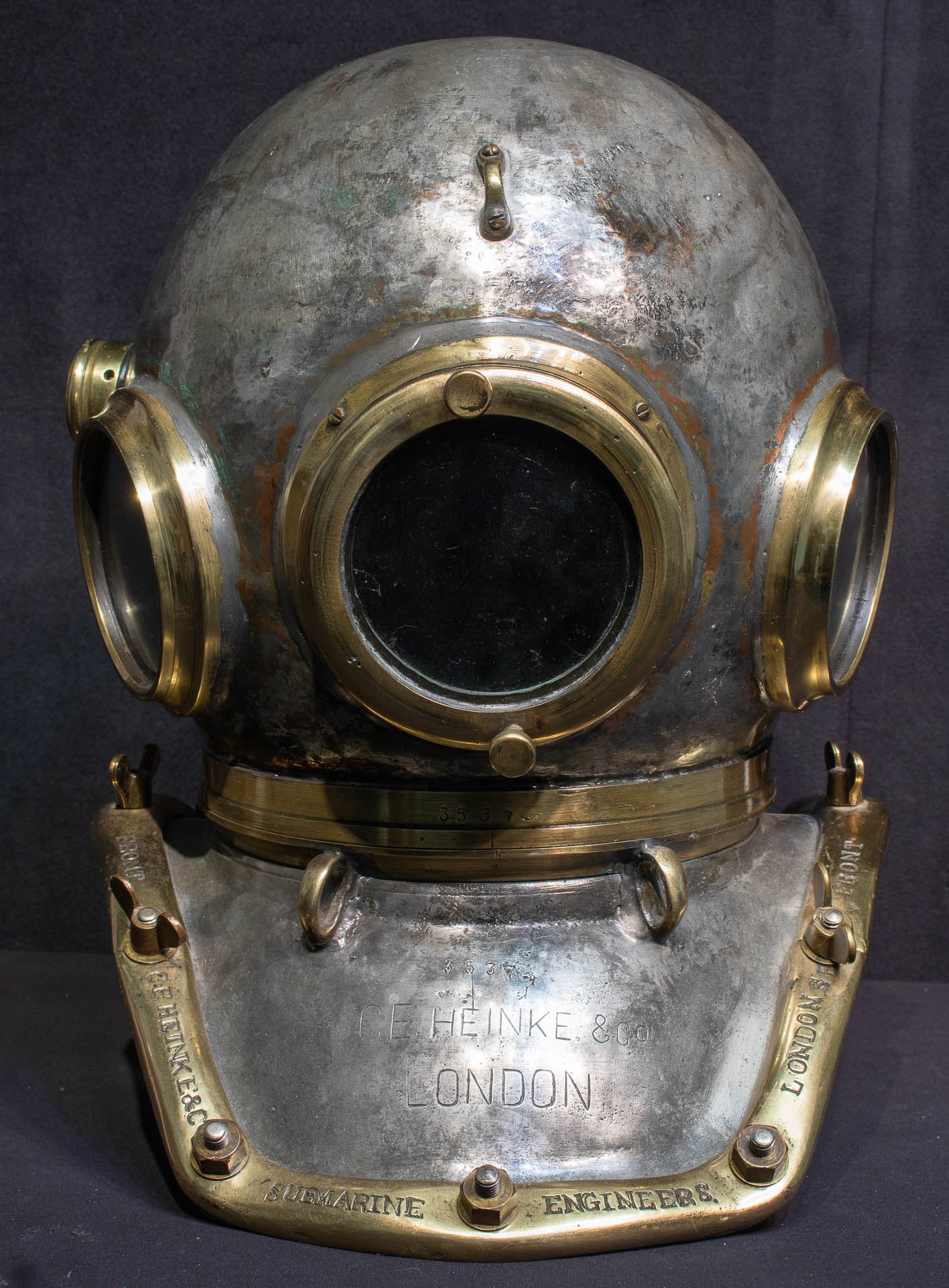 Period Style Three Light, 12 Bolt C.E. Heinke Dive Helmet