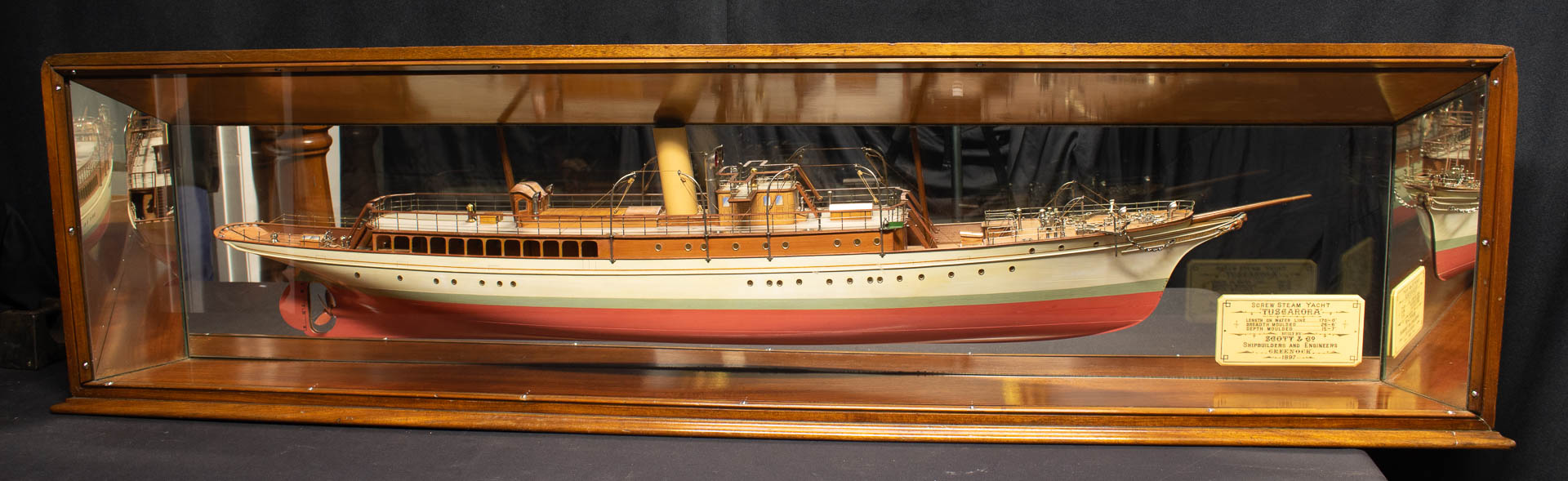 Cased Builders Dockyard Half Hull Model of the Steam Yacht TUSCARORA