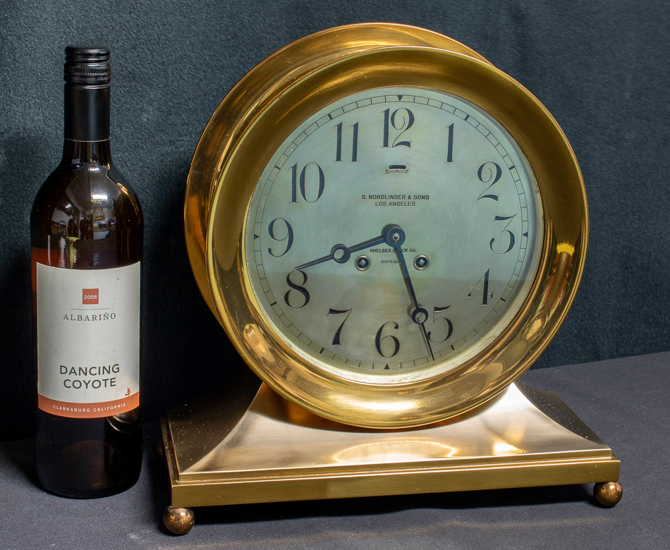 Early 1912 Chelsea Brass Ships Bell Constitution Base and Ball Clock