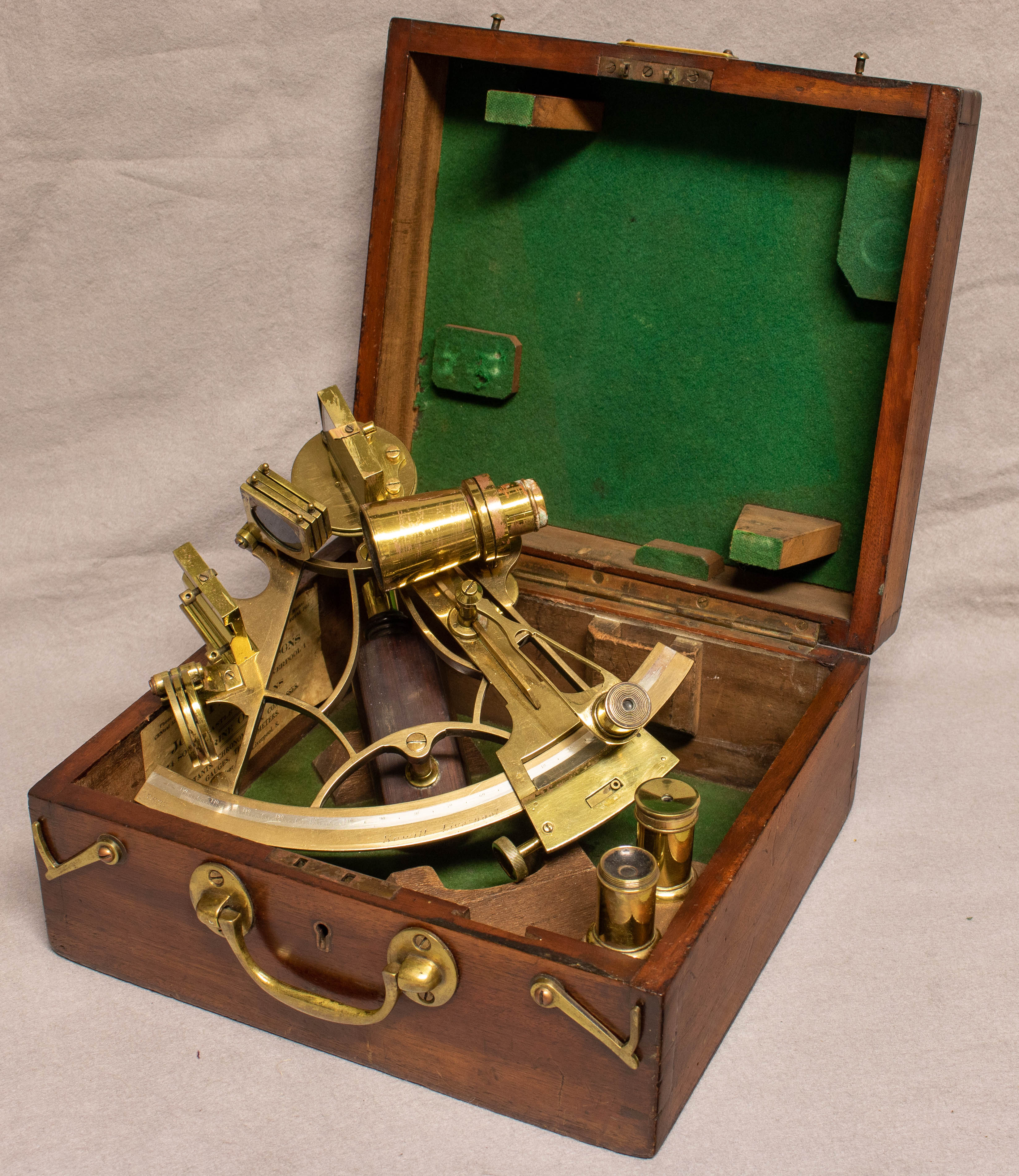 Lattice Framed Brass Sextant by Sewill of Liverpool