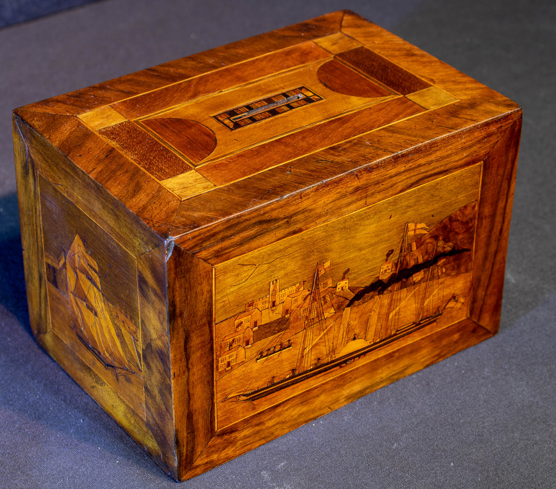Trinity Lighthouse Coin Box with Four Ship Portraits