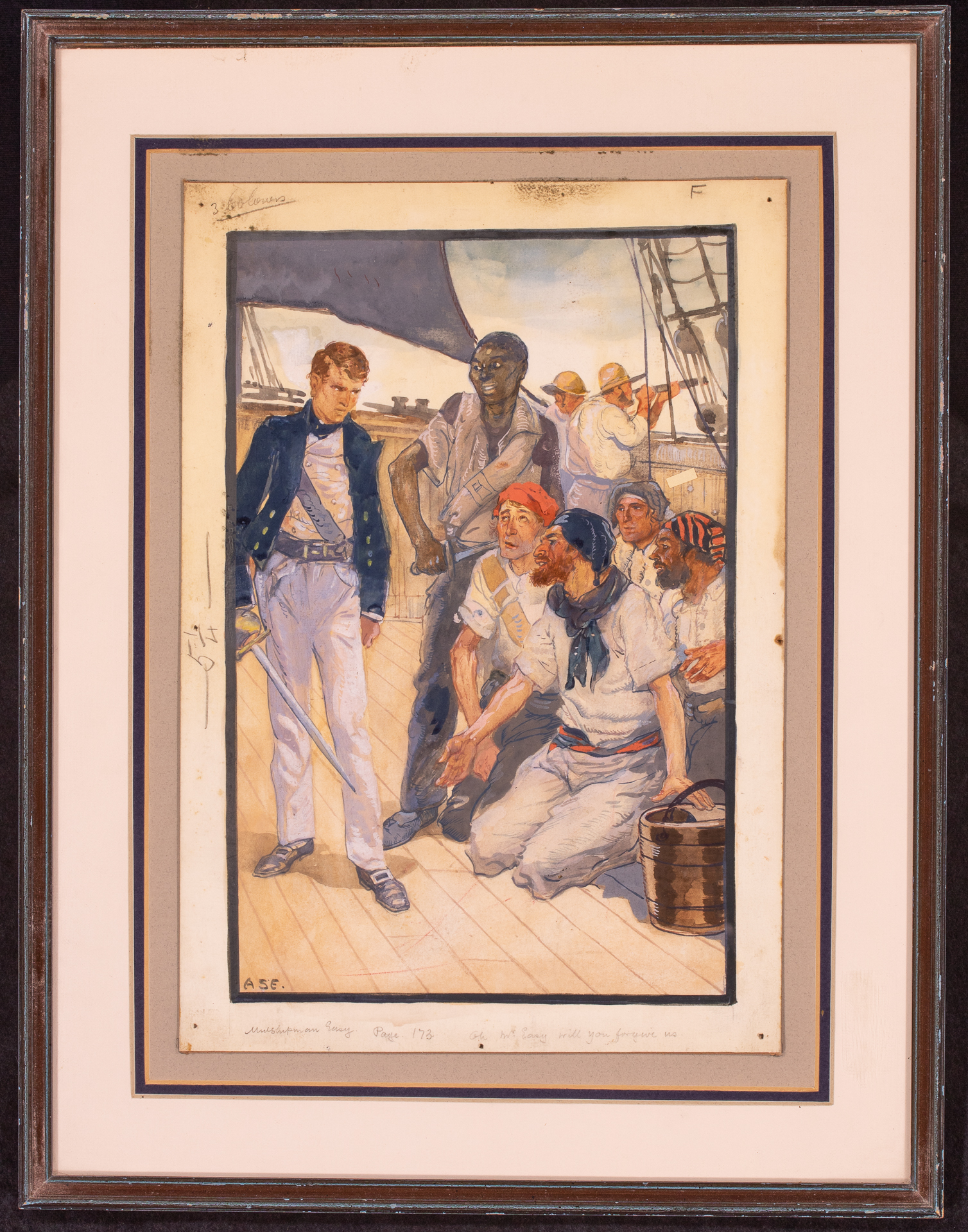 Book Illustration Mr. Midshipman Easy Original Watercolor