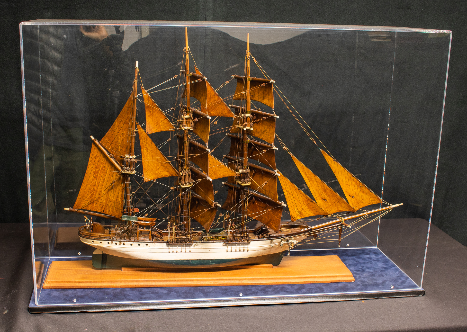 Scratch Built Folk Art Model of a Bark Rigged Ship