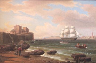 American Merchant Ship off Battlements of Marseilles