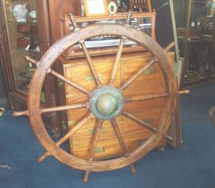 Large Ship Wheel with Brass Hub