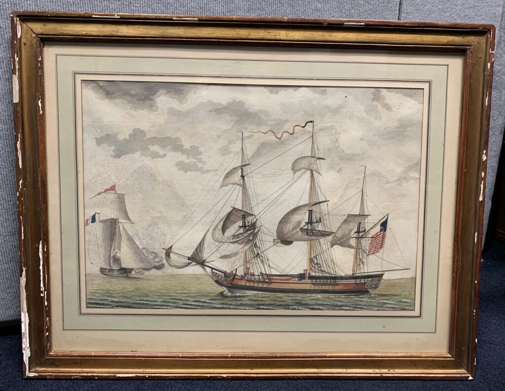 Early Painting of an American Full Rigged Ship