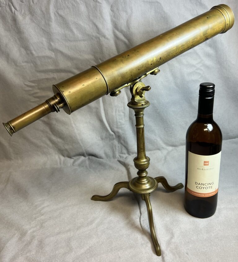 Early Dollond Brass Library Tripod Telescope with Very Unusual Adjustment